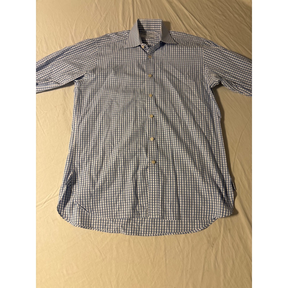 Charles Tyrwhitt Button Down Mens 15.5 Blue Gingham Spread Collar Shirt